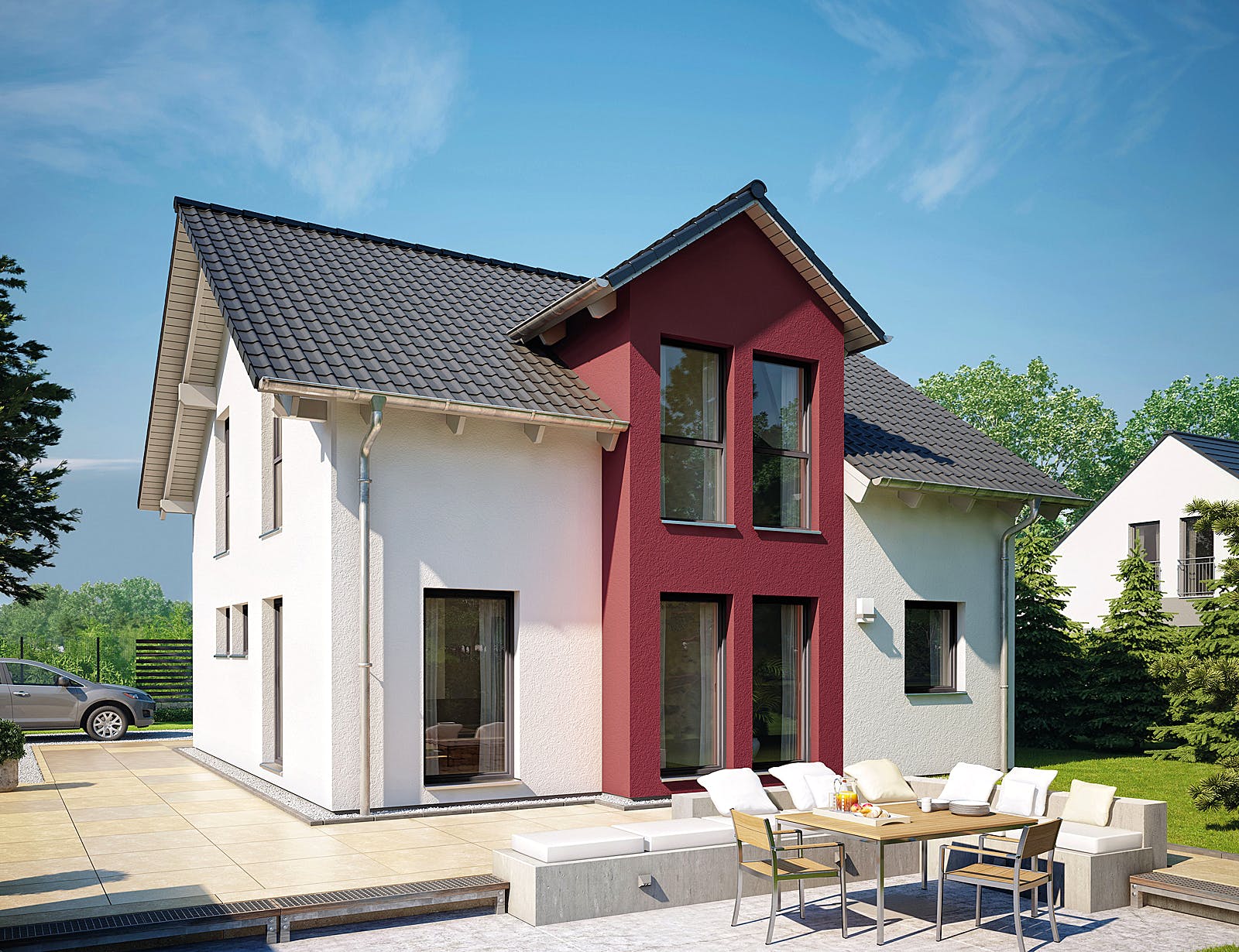 Fertighaus Variant 35-137 von Hanse Haus Schlüsselfertig ab 336780€, Satteldach-Klassiker Außenansicht 1