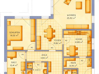 Fertighaus VarioCorner 110 von VarioSelf Schlüsselfertig ab 163820€, Bungalow Grundriss 1