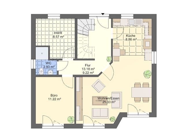 Massivhaus Einfamilienhaus K_115 von VARIODOMO Bausysteme Schlüsselfertig ab 306400€, Satteldach-Klassiker Grundriss 1 Massivhaus Einfamilienhaus K_115 von VARIODOMO Bausysteme Schlüsselfertig ab 306400€, Satteldach-Klassiker Grundriss 1