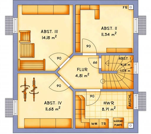 Fertighaus VarioFamily 101 von VarioSelf Massivhäuser Schlüsselfertig ab 208600€, Satteldach-Klassiker Grundriss 3