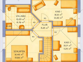 Fertighaus VarioFamily 127 von VarioSelf Schlüsselfertig ab 163330€, Satteldach-Klassiker Grundriss 1