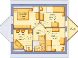 Fertighaus VarioFamily 132 von VarioSelf Schlüsselfertig ab 189960€, Satteldach-Klassiker Grundriss 1