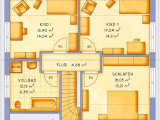 Fertighaus VarioFamily 141 von VarioSelf Schlüsselfertig ab 174390€, Satteldach-Klassiker Grundriss 1