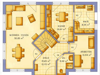 Fertighaus VarioFamily 160 von VarioSelf Schlüsselfertig ab 199280€, Satteldach-Klassiker Grundriss 2