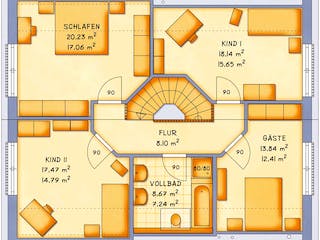 Fertighaus VarioFamily 181 von VarioSelf Schlüsselfertig ab 206900€, Satteldach-Klassiker Grundriss 1