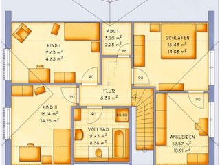 Fertighaus VarioFamily 183 von VarioSelf Schlüsselfertig ab 213650€, Satteldach-Klassiker Grundriss 1