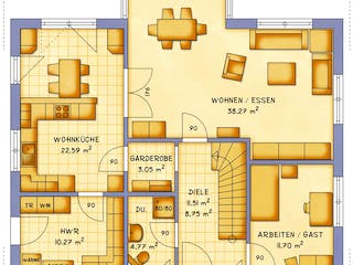 Fertighaus VarioFamily 183 von VarioSelf Schlüsselfertig ab 213650€, Satteldach-Klassiker Grundriss 2