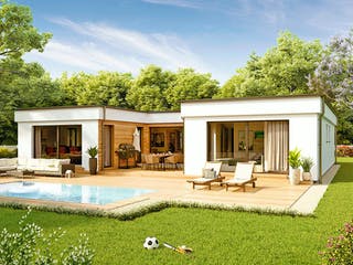 Fertighaus Bungalow Atrium von Vario-Haus - Österreich Schlüsselfertig ab 416620€, Cubushaus Außenansicht 2