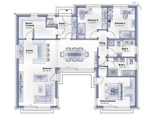 Fertighaus Bungalow Atrium von Vario-Haus - Österreich Schlüsselfertig ab 416620€, Cubushaus Grundriss 1