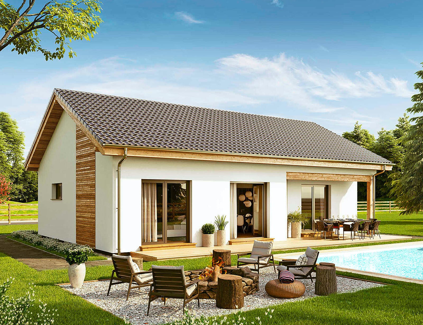 Fertighaus Bungalow Compact Small von Vario-Haus - Österreich Schlüsselfertig ab 252170€, Bungalow Außenansicht 2