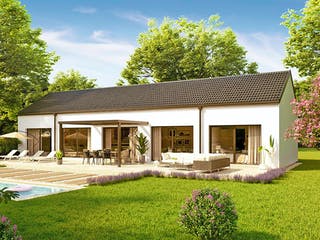 Fertighaus Bungalow Pannonia von Vario-Haus - Österreich Schlüsselfertig ab 339740€, Satteldach-Klassiker Außenansicht 2