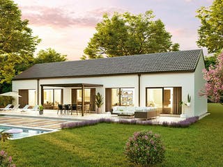 Fertighaus Bungalow Pannonia von Vario-Haus - Österreich Schlüsselfertig ab 339740€, Satteldach-Klassiker Außenansicht 3