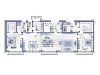 Fertighaus Bungalow Pannonia von Vario-Haus - Österreich Schlüsselfertig ab 339740€, Satteldach-Klassiker Grundriss 1