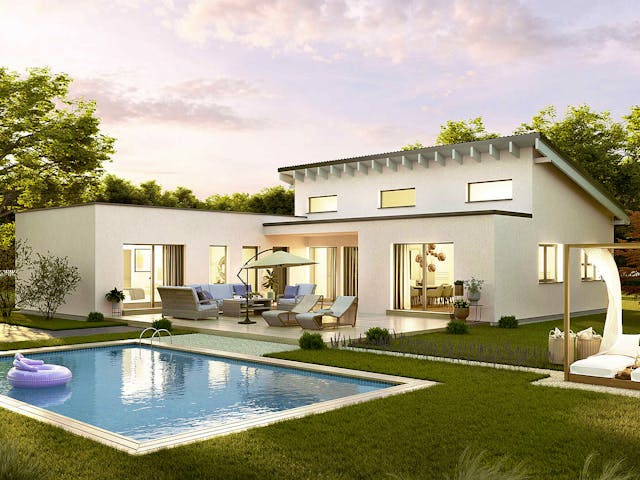 Fertighaus Bungalow Avant von Vario-Haus - Deutschland Schlüsselfertig ab 473900€, Bungalow Außenansicht 3