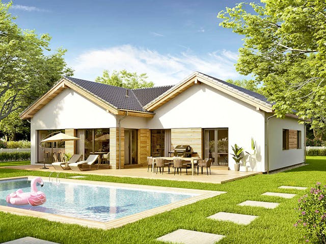 Fertighaus Bungalow Lumia von Vario-Haus - Deutschland Schlüsselfertig ab 392820€, Bungalow Außenansicht 2