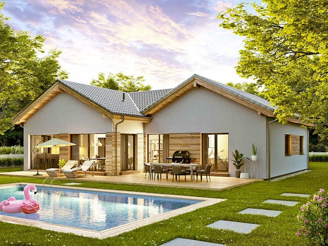 Fertighaus Bungalow Lumia von Vario-Haus - Deutschland Schlüsselfertig ab 392820€, Bungalow Außenansicht 3