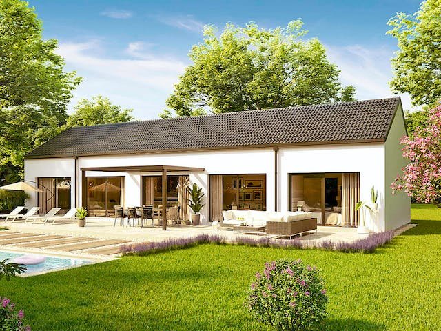 Fertighaus Bungalow Pannonia von Vario-Haus - Deutschland Schlüsselfertig ab 326010€, Bungalow Außenansicht 2