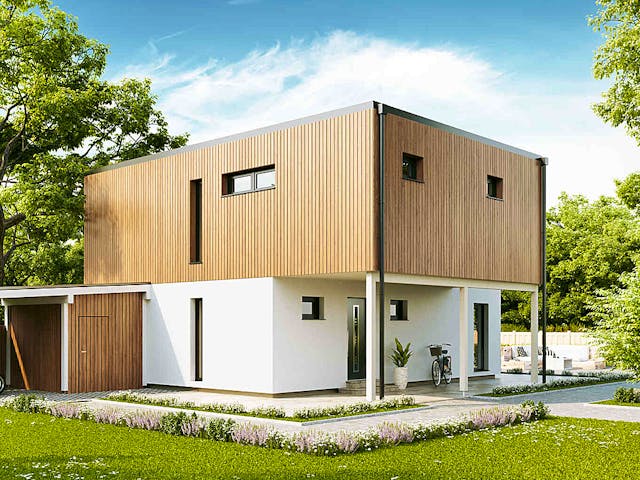 Fertighaus New Design BellaVista von Vario-Haus - Deutschland Schlüsselfertig ab 435850€, Cubushaus Außenansicht 2