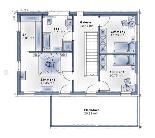 Fertighaus New Design BellaVista von Vario-Haus - Deutschland Schlüsselfertig ab 369140€, Cubushaus Grundriss 2