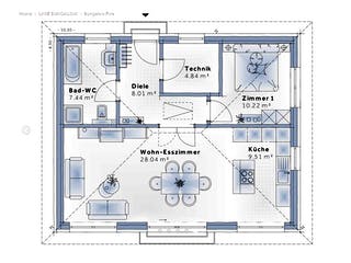Fertighaus Bungalow Five von Vario-Haus - Österreich Schlüsselfertig ab 244480€, Bungalow Grundriss 1