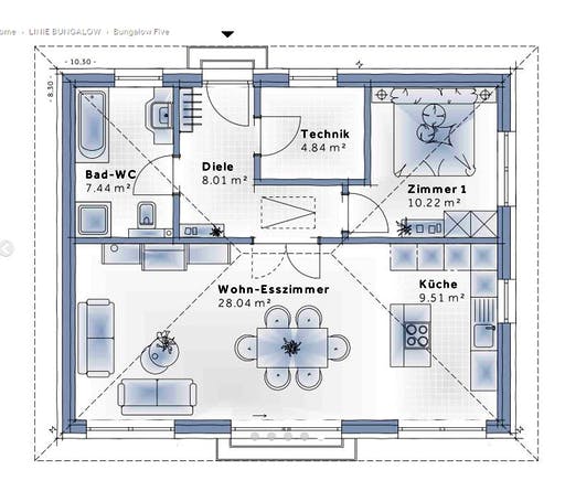 Variohaus - Bungalow Five Floorplan 1
