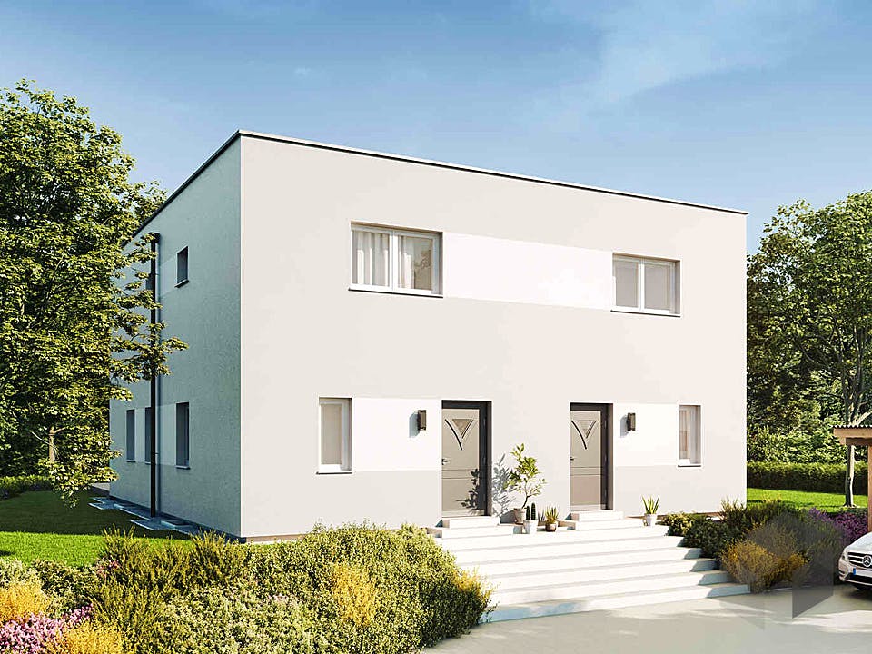 Fertighaus Duplex D110 von VARIO-HAUS Schlüsselfertig ab 265180€, Cubushaus Außenansicht 1
