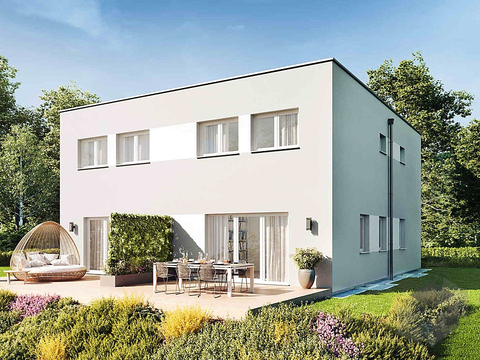 Fertighaus Duplex D110 von Vario-Haus - Deutschland Schlüsselfertig ab 230460€, Cubushaus Außenansicht 1