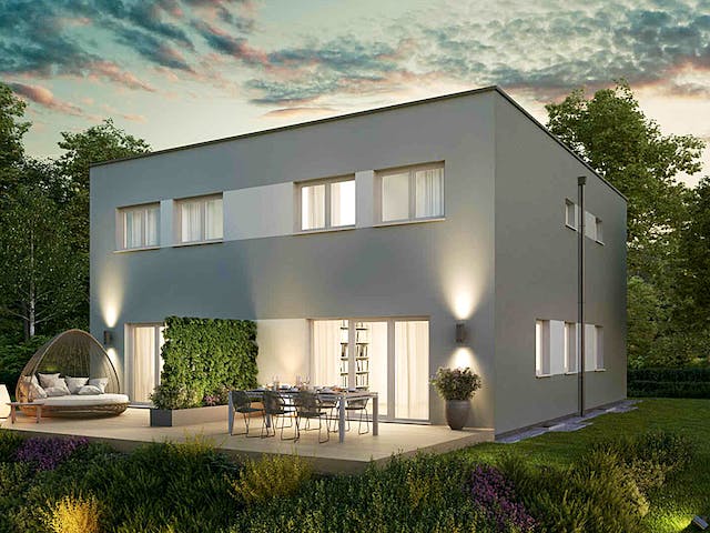 Fertighaus Duplex D110 von Vario-Haus - Österreich Schlüsselfertig ab 265180€, Cubushaus Außenansicht 3