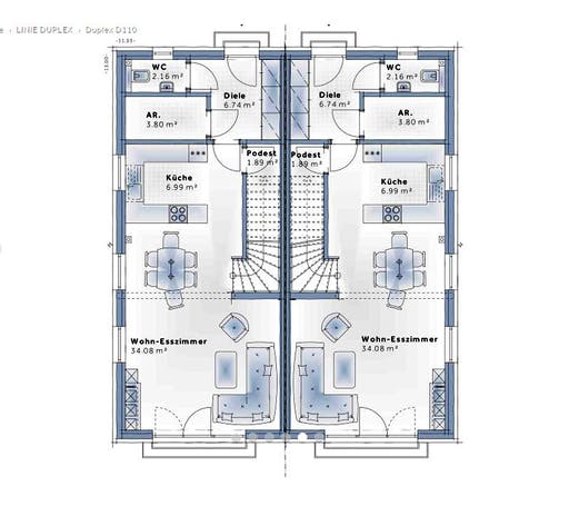 Variohaus - Duplex D110 Floorplan 1