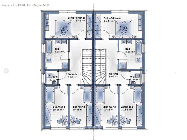 Fertighaus Duplex D110 von Vario-Haus - Österreich Schlüsselfertig ab 265180€, Cubushaus Grundriss 2