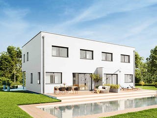 Fertighaus Duplex D113 S von Vario-Haus - Deutschland Schlüsselfertig ab 347370€, Cubushaus Außenansicht 1