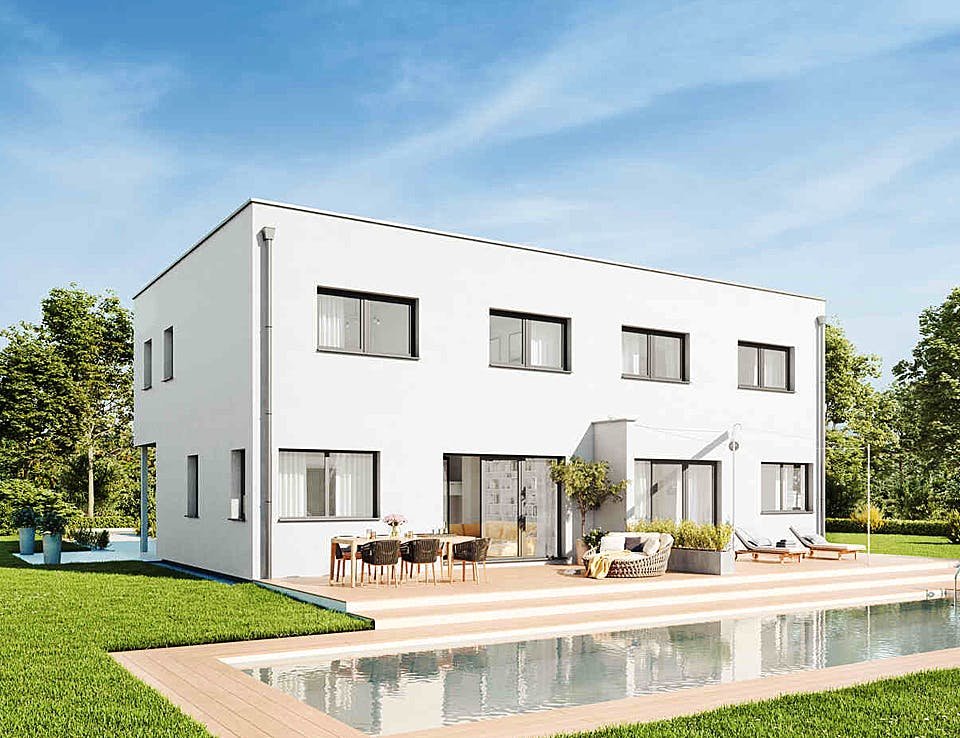 Fertighaus Duplex D113 S von Vario-Haus - Österreich Schlüsselfertig ab 280100€, Cubushaus Außenansicht 2
