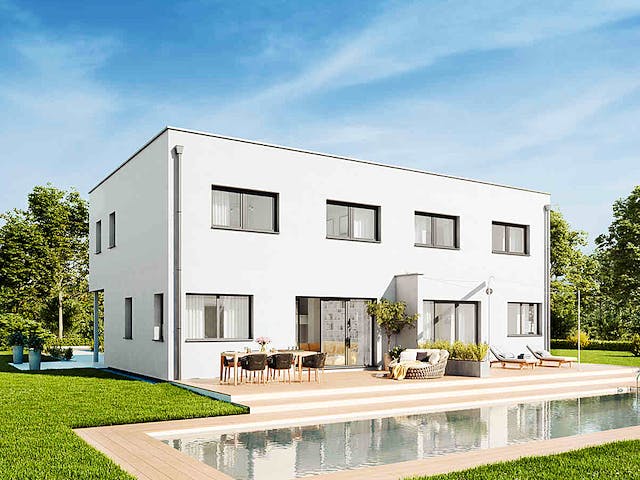 Fertighaus Duplex D113 S von Vario-Haus - Österreich Schlüsselfertig ab 280100€, Cubushaus Außenansicht 2