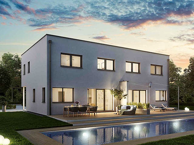Fertighaus Duplex D113 S von Vario-Haus - Deutschland Schlüsselfertig ab 297830€, Cubushaus Außenansicht 3