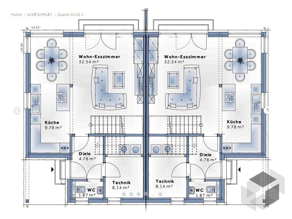Duplex D113 Small von VARIO-HAUS Grundriss