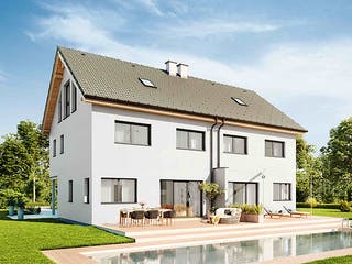 Fertighaus Duplex D113 XL von Vario-Haus - Österreich Schlüsselfertig ab 368050€, Satteldach-Klassiker Außenansicht 2