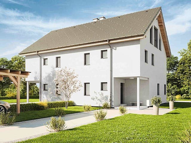 Fertighaus Duplex D113 XL von Vario-Haus - Deutschland Schlüsselfertig ab 414050€, Satteldach-Klassiker Außenansicht 2