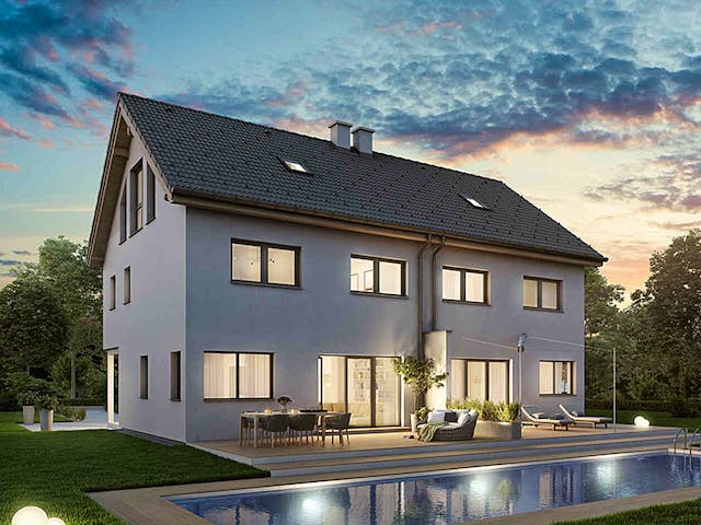 Fertighaus Duplex D113 XL von Vario-Haus - Österreich Schlüsselfertig ab 368050€, Satteldach-Klassiker Außenansicht 3