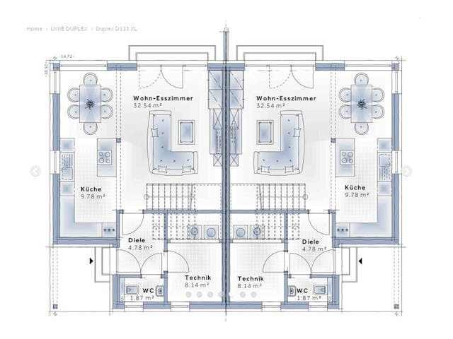 Fertighaus Duplex D113 XL von Vario-Haus - Deutschland Schlüsselfertig ab 414050€, Satteldach-Klassiker Grundriss 1
