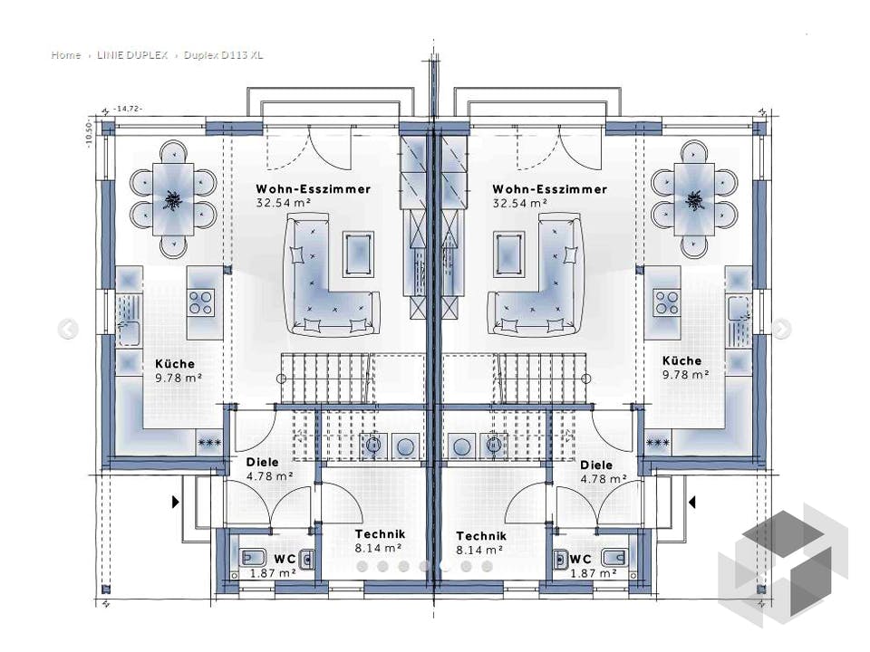 Duplex D113 XLARGE von VARIO-HAUS Grundriss