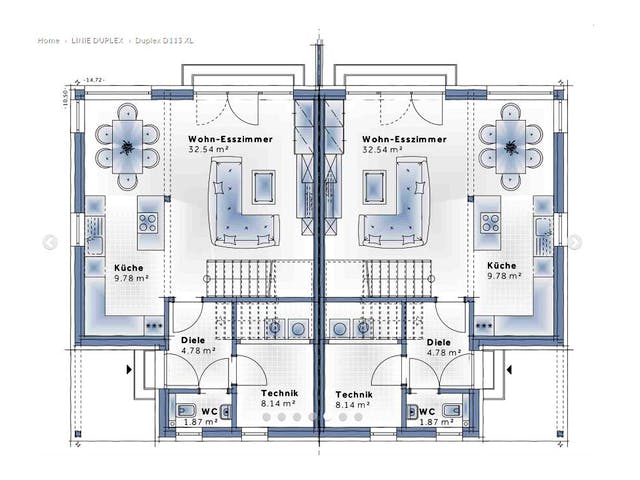 Fertighaus Duplex D113 XL von Vario-Haus - Österreich Schlüsselfertig ab 335140€, Satteldach-Klassiker Grundriss 1