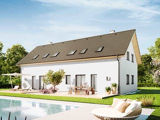 Fertighaus Duplex D115 von Vario-Haus - Österreich Schlüsselfertig ab 327090€, Satteldach-Klassiker Außenansicht 1