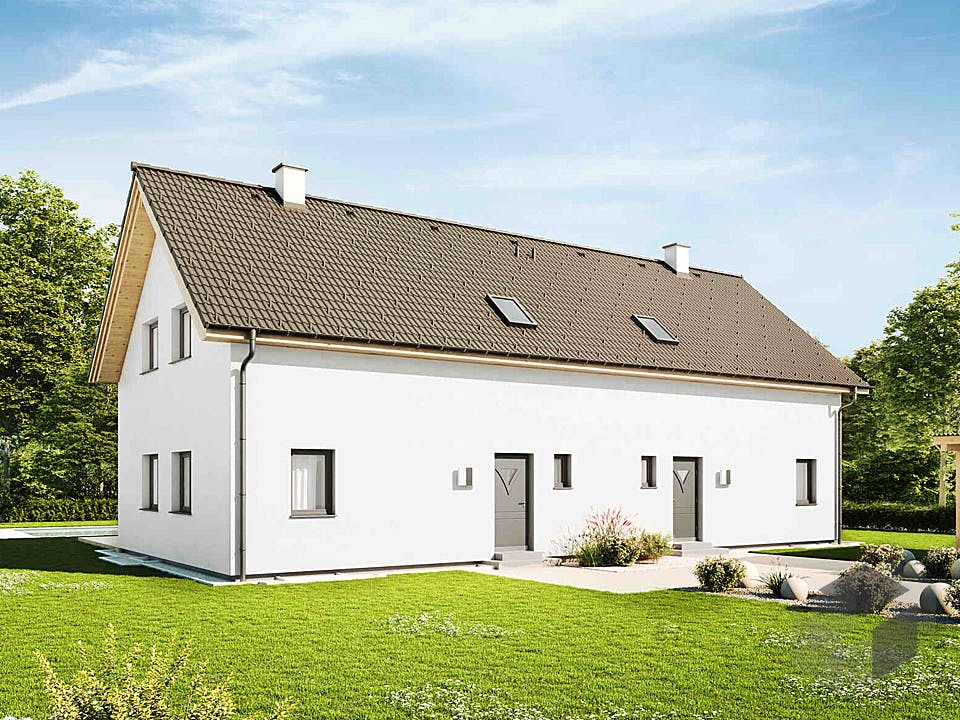Fertighaus Duplex D115 von Vario-Haus - Deutschland Schlüsselfertig ab 249020€, Satteldach-Klassiker Außenansicht 1