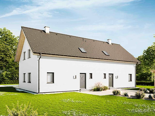Fertighaus Duplex D115 von Vario-Haus - Deutschland Schlüsselfertig ab 307150€, Satteldach-Klassiker Außenansicht 1