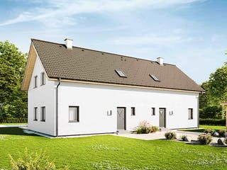 Fertighaus Duplex D115 von Vario-Haus - Österreich Schlüsselfertig ab 327090€, Satteldach-Klassiker Außenansicht 2