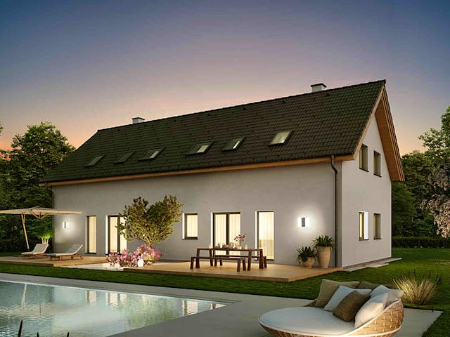 Fertighaus Duplex D115 von Vario-Haus - Österreich Schlüsselfertig ab 327090€, Satteldach-Klassiker Außenansicht 3