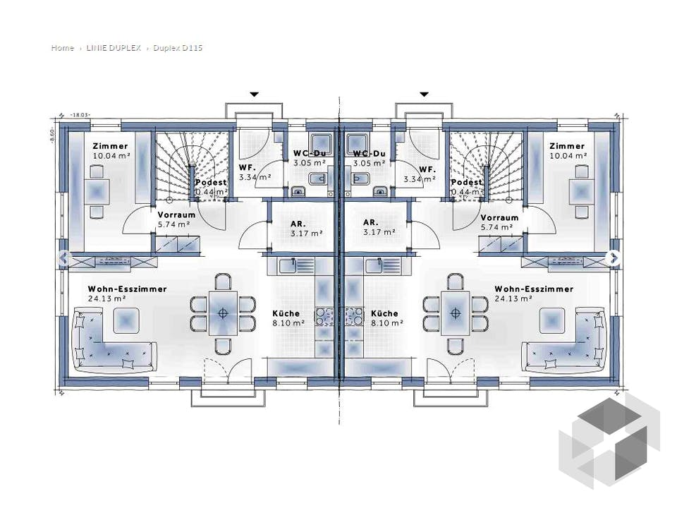 Duplex D115 von VARIO-HAUS Grundriss