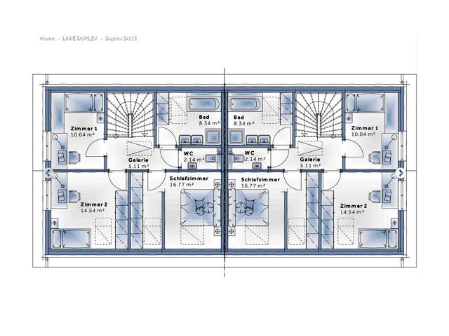 Fertighaus Duplex D115 von Vario-Haus - Deutschland Schlüsselfertig ab 307150€, Satteldach-Klassiker Grundriss 2