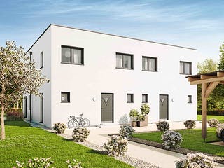 Fertighaus Duplex D124 von Vario-Haus - Österreich Schlüsselfertig ab 341050€, Cubushaus Außenansicht 1