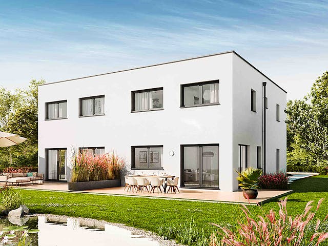 Fertighaus Duplex D124 von Vario-Haus - Deutschland Schlüsselfertig ab 316810€, Cubushaus Außenansicht 1